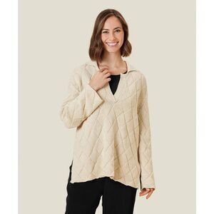 Masai Copenhagen Floralia Jumper Whitecap Woven Knit Collared Womens‎ XL Sweater